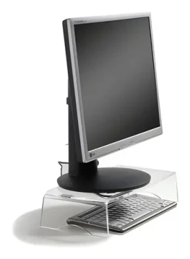 BakkerElkhuizen Q-riser 90 transparentný / Podstavec pod monitor / Akryl / Nosnosť 10 kg / Výška 95 mm (BNEQR90)