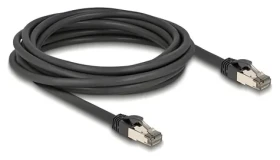 DeLock RJ45 Cat.6A U/FTP čierna / Sieťový kábel / 5 m / nerezový vnútorný plášť / odolný voči vlhkosti a prachu (80243)