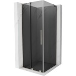 MEXEN/S - Velar L sprchovací kút, posuvné dvere 100 x 100, grafit, nikel kartáčovaný 871-100-100-43-97