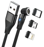 RealPower Magnetic 3A čierna / Magnetický nabíjací kábel / USB-A / 2 m / 6 adaptérov (439643)