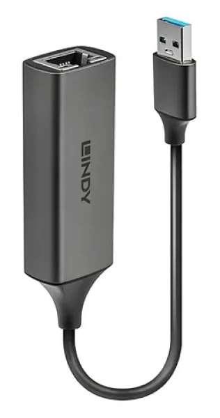 Lindy USB 3.0 Gigabit Ethernet adaptér / Sieťový adaptér / USB-A 3.0 / RJ45 / 10/100/1000 Mbit/s / strieborná (43298)