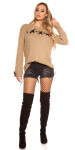 Trendy KouCla chunky knit jumper with lacing Einheitsgroesse