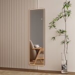 Mereo Zrkadlo hranaté 500x1700 mm, LED osvetlenie, závesné aj stojaté, čierny rám CN188
