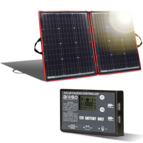 Aroso Solárny panel rozkladací prenosný s PWM regulátorom 110W 12V/24V 106x73cm - do auta / na kempovanie (20.200)