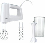 Braun MultiMix 3 HM 3105 biela / Ručný šľahač / 500 W / 5 rýchlostí / hnetacie háky / 600 ml nádoba (HM 3105)