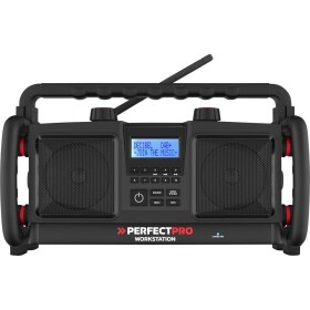 PerfectPro WORKSTATION čierna / Aku stavebné rádio / 6xLR20 / FM / DAB+ / AUX / BT / USB / bez batérií (WS3)