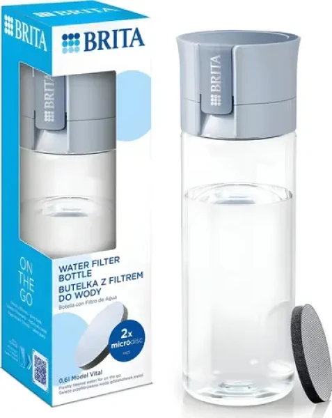 Brita Fill Go Vital modrá / Filtračná fľaša na vodu / 0,6 l / 2x MicroDisc (1020105)