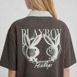 Tričko Playboy x FTSHP Short Sleeve Polo Dark Grey M
