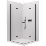 CERANO - Sprchovací kút Volpe Duo Ľ/P - 6 mm - čierna matná, transparentné sklo - 90x100x190 - zalamovacia CER-213765