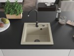 MEXEN/S MEXEN/S - Vito granitový drez 1-miska 520x490 mm, béžová,+ čierny sifón 6503521000-69-B