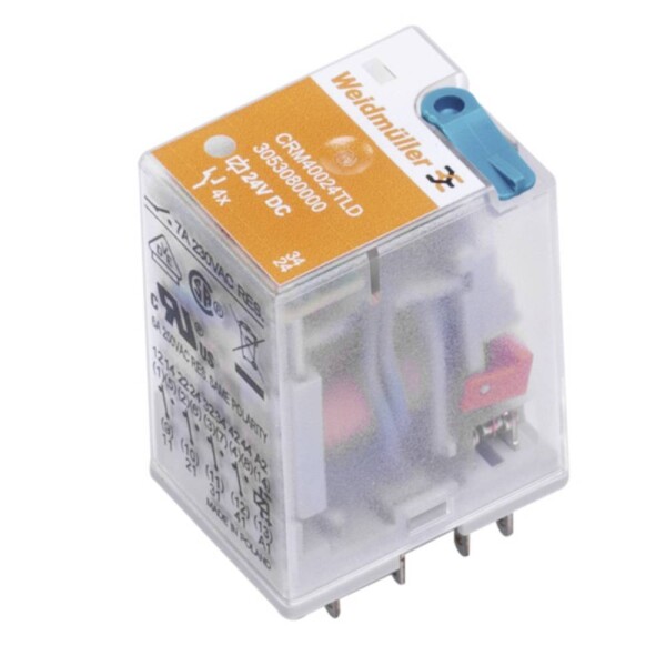 Weidmüller CRM40024TLD priemyselné relé, 24 V/DC, 7 A, 4 prepínacie, 10 ks; 3053080000
