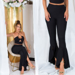 Sexy Koucla Musthave flared pants with slit black