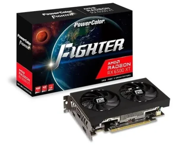 PowerColor Radeon RX 6500 XT Fighter 4GB / Grafická karta / 2815 MHz / 4GB GDDR6 / 64-bit / 1x HDMI + 1x DP / 400W (AXRX 6500XT 4GBD6-DHV3)