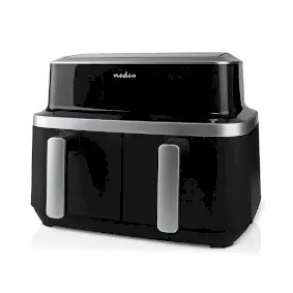 Nedis KAAF320BK čierna / Teplovzdušná fritéza / 2x 4.2 l / 2600 W / Časovač: 60 min / 10 programov (KAAF320BK)