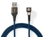 Nedis USB-A - USB-C kábel čierna/modrá / Kábel USB / 480 Mbps / Pozlátený / 2 m / Opletený nylon (GCTB60600BK20)