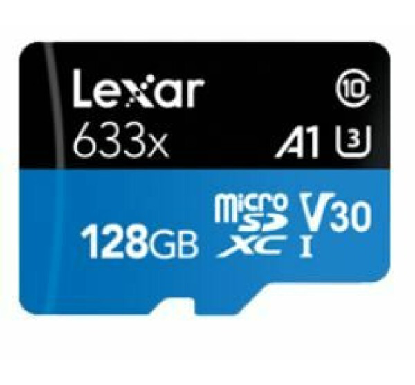 Lexar High-Performance 633x microSDXC 128GB + adaptér / čítanie: 100MBs / zápis: 45MBs / UHS-I / Class 10 (LSDMI128BB633A)