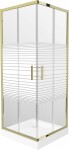 MEXEN/S - Rio sprchovací kút štvorec 80 x 80, pruhy, zlato + vanička Rio vrátane výpuste 860-080-080-50-20-4510