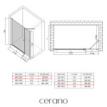 CERANO - Sprchové krídlové dvere Antelo s pevnou časťou L/P - 6 mm - chróm, transparentné sklo - 130(80+50)x190 CER-435836