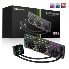 Gamemax Hailstorm 360 LCD čierna / Vodné chladenie CPU / 360 mm / 3x 120mm / LCD displej (HAILSTORM 360 LCD BK)