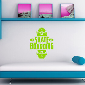Veselá Stena Samolepka Skateboarding Farba: zelená, Veľkosť: 80 x 63 cm