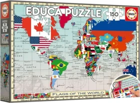 Educa Puzzle Mapa sveta s vlajkami