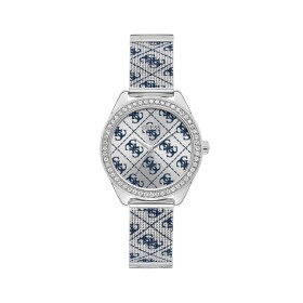 GUESS hodinky Silver Tone Case Silver Tone/blue Mesh Watch Strieborná