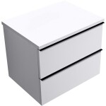 CERANO - Kúpeľňová skrinka Velora - biela matná, úchytka čierna + doska pod umývadlo Navira Pro - 36 mm - 70x56,6x46,5 CER-668516
