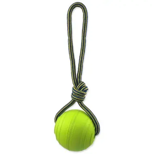 Dog Fantasy Hračka - EVA Foam lopta s lanom plastová a plávajúca zelená 8 cm (454-13310)