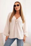 Dámska blúzka s viskózou, výstrihom a zdobením béžová UNI