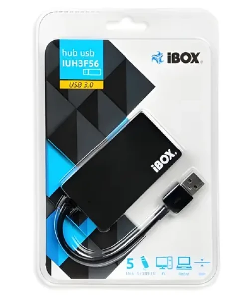 Ibox IUH3F56 čierna / USB Hub / 4X USB-A 3.2 Gen 1 (IUH3F56)