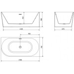 MEXEN/S - Mia voľne stojaca rohová vaňa pravá 140 x 75, biela, sifón a prepad ružové zlato 52691407500P-60