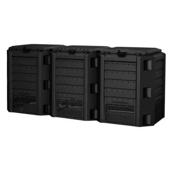 Prosperplast Kompostér MODULE COMPOGREEN 3x400 l - čierna / Objem 3x400 L / Rozmery 198x72 cm / Výška 82.6 cm / Plast (IKSM1200C-S411)
