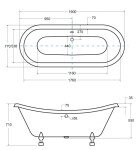 BESCO - Voľne stojaca vaňa AMELIA (Aliante) - Farebnica - Biela, Rozmer vane - 190 × 70 cm VANALI190W