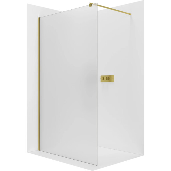 CERANO - Sprchová zástena Walk-in Onyx Round Ľ/P - 8 mm - okrúhla vzpera - zlatá, mliečne sklo - 30x200 CER-8050BD7950