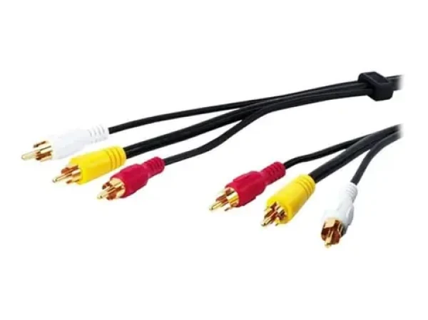 MicroConnect Stereo kábel 3x RCA (M) - 3x RCA (M) 10m čierna (AVDD10G)