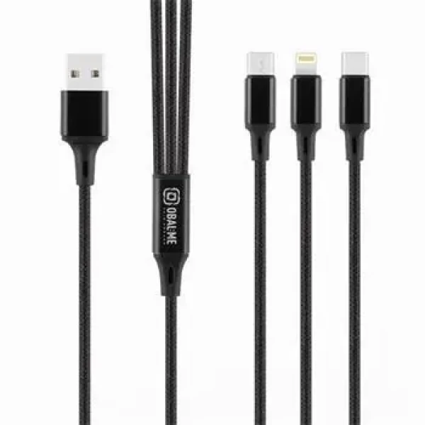Obal:Me: 3v1 AllConnect Fast Charge USB-A/USB-C, Lightning, Micro-USB Kábel 1.2m Black (57983125485)