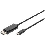 Digitus DisplayPort / USB-C® prepojovací kábel Konektor DisplayPort, USB-C ® zástrčka 2.00 m čierna AK-300334-020-S trojžilový tienený, flexibilný, bez; AK-300334-020-S