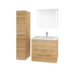 Mereo Mailo, kúpeľňová skrinka s umývadlom z liateho mramoru 101 cm, dub Riviera, chróm madlo CN522M