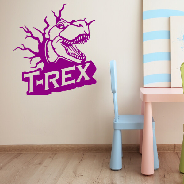 Veselá Stena Samolepka Dinosaurus T-REX Farba: fialová, Veľkosť: 80 x 87 cm