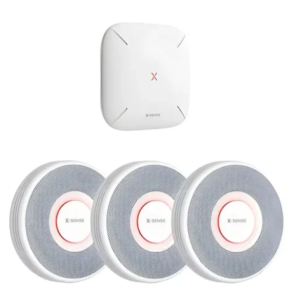 X- Sense XS0B-MR31 biela / Sada detektorov dymu / 3 ks / hlasové hlásenie polohy / základňová stanica / CO detektor (xs0b31)