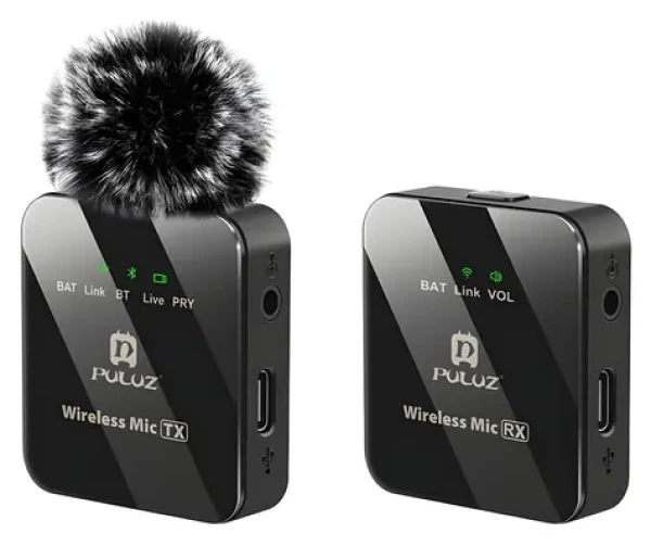 Puluz PU3153B / Bezdrôtový klopový mikrofón / TX + RX / 2,4 GHz / dosah 10 m (PU3153B)