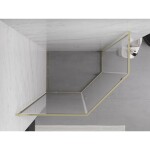 MEXEN - Exo sprchovací kút päťboký krídlový 90 x 80, transparent, zlato 812-090-080-50-00