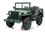 Mamido Detský elektrický vojenský Jeep Willys 4x4 trojmiestny zelený