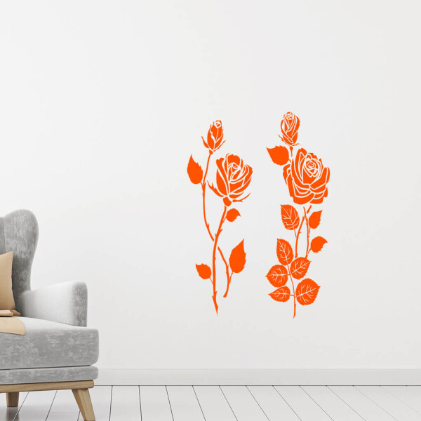 Veselá Stena Samolepka Dve ruže Farba: oranžová, Veľkosť: 100 x 110 cm