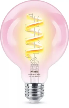 WiZ LED žiarovka G95 číra / Múdra žiarovka / E27 / 2200-6500K / 470 lm / RGB / stmievateľná (SKL000481807)