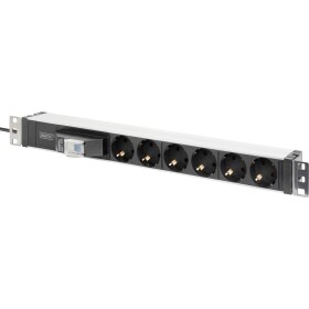 Digitus DN-95417 19 palca zásuvková lišta vhodná do skrine sieťových rozvodov 1 U zásuvka s ochranným kontaktom striebornočierná, strieborná, čierna; DN-95417