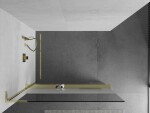 MEXEN/S - Kioto+ L Sprchová zástena WALK-IN s poličkou a držiakom uterákov 70 x 200, transparent/dekor, zlatá 800-070-123-50-35