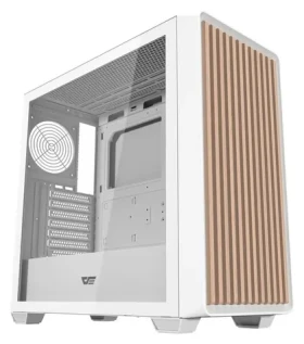 DarkFlash DS900WD biela / PC skriňa / ATX / M-ATX / ITX / tvrdené sklo / drevený panel / bez zdroja (DS900WD White w/o fa)