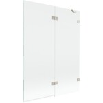MEXEN/S - Lunar vaňová zástena 2-krídlová pravá 130 x 150, transparent, nikel kartáčovaný 897-130-100-97-00-P
