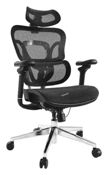Equip Ergonomická kancelárska stolička čierna / Kancelárska stolička / sieťový sedák / opierka hlavy / nosnosť 150 kg (651051)